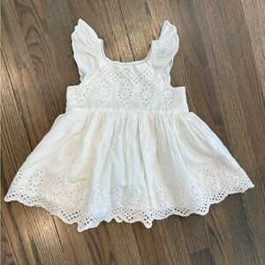 White Eyelet Flutter Sleeve Dress, 100% Cotton, size 18-24mo